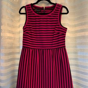 Sleeveless Black and Pink Stripe Dress